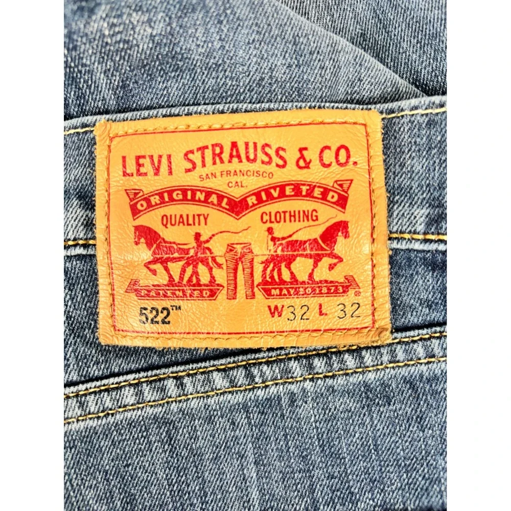 Levis 522 Tapered Fit Blue Denim Jeans Mens W32 L32 Medium Wash